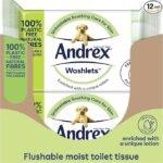 3x12 Packs Andrex Classic Clean Washlets , Flushable Toilet Tissue Wet Wipes with Micellar Water-Biodegradable & Plastic-Free - Use with Regular Toilet Roll for a Shower Fresh Clean - Image 8