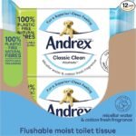 3x12 Packs Andrex Classic Clean Washlets , Flushable Toilet Tissue Wet Wipes with Micellar Water-Biodegradable & Plastic-Free - Use with Regular Toilet Roll for a Shower Fresh Clean - Image 5