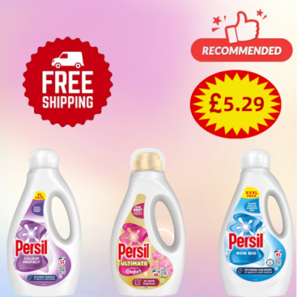 Persil Non Bio Laundry Washing Liquid Detergent outstanding stain removal in quick & cold washes tough on stains, gentle next to sensitive skin 95 washes (2.565 L)